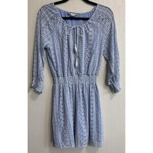Cupcakes & Cashmere Embroidered Mini Dress Peasant Cottage Boho Resort Size S
